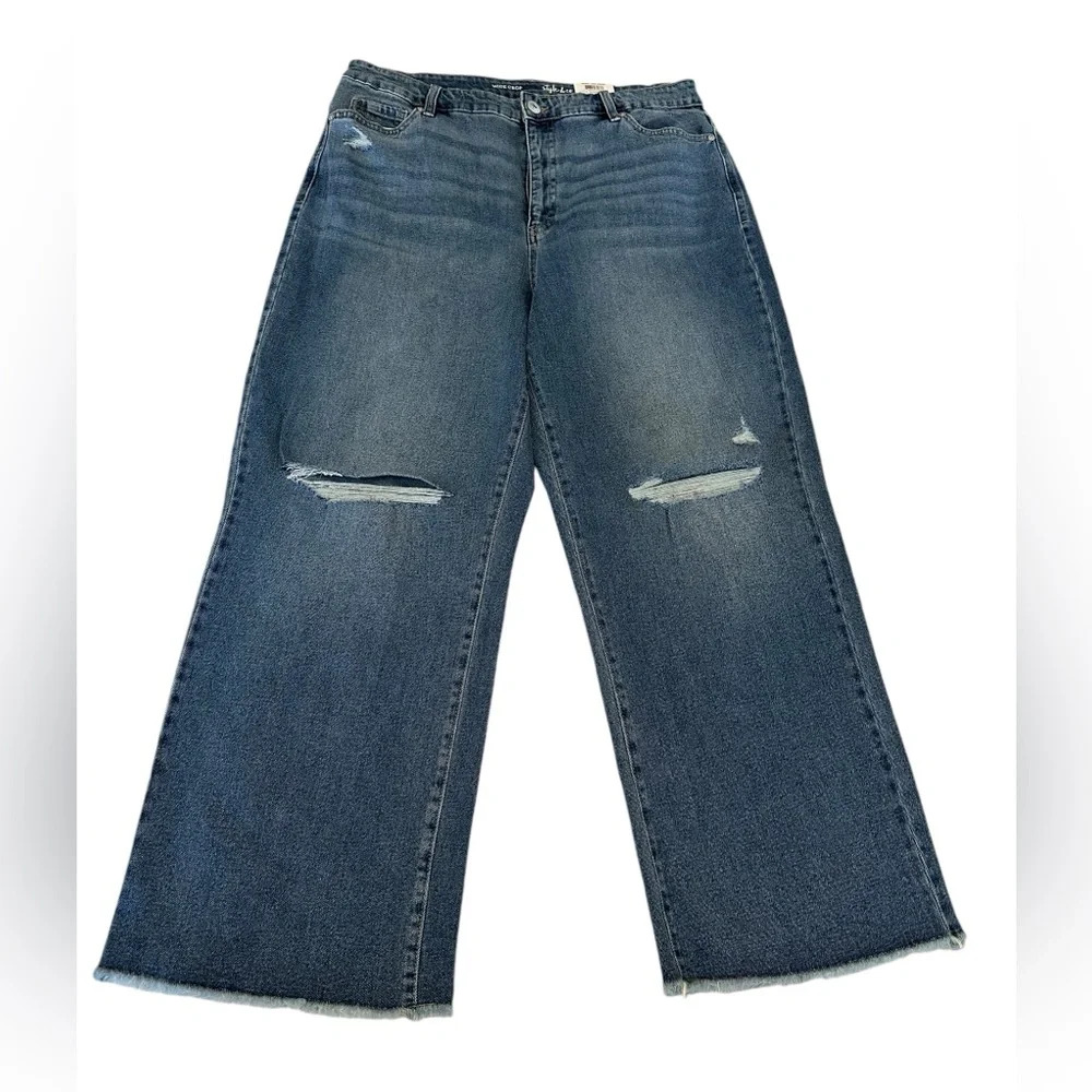 Style & Co. Wide Leg Crop Jeans Frayed Hem